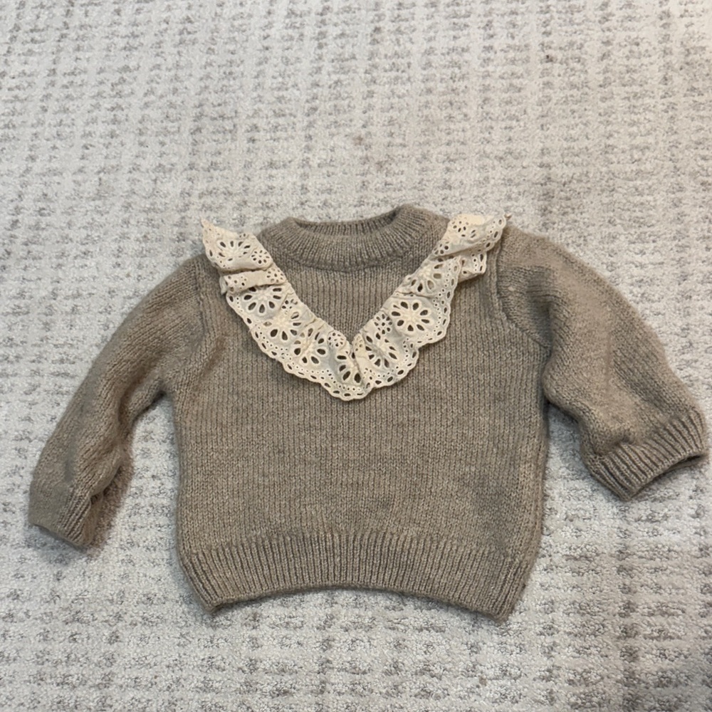 Zara Tan Sweater with Eyelet Detail